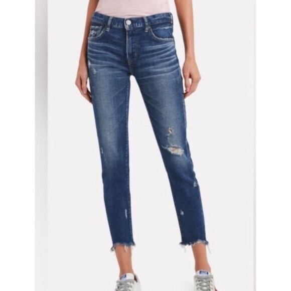 Moussy Vintage Glendele Denim Jeans Skinny Distressed Stretch Ankle Fray Size 26 - Picture 1 of 12